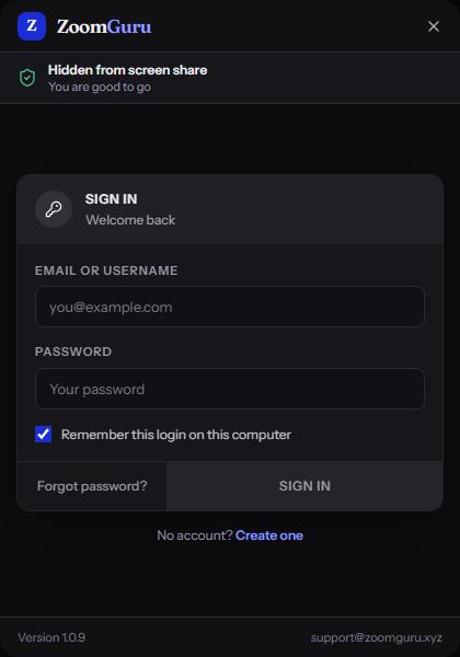 ZoomGuru — Sign in after that